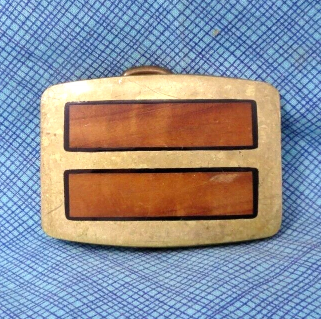 Exótica Incrustación de Madera Latón Vestido Hebilla Boho Hippie De Colección Años 70 Trinidad. QRT342 Foto 2 de 4