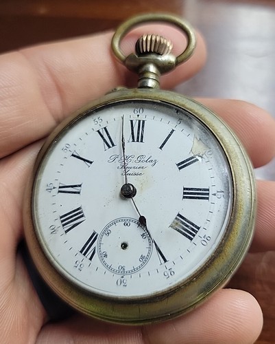 51 mm Antik Gravierte Taschenuhr P.H. Golay Blume Schweiz wie besehen - Bild 3 von 7