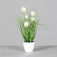 KüNstliches Kugelgras 38Cm 5 Kugeln WeißEntopf Kunstpflanzen Dekogras Kunstgras