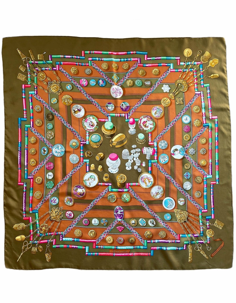 Auth Hermes Olive Brown Petit Main 90cm Silk Scarf | eBay