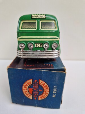 Trolleybus Mécanique Broadway Joustra – Jouet Ancien En Tôle, Neuf En Boîte, Superbe état