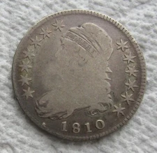 1810 Capped Bust Silver Half Dollar Rare Early Key Date VG Fine  Cleaned