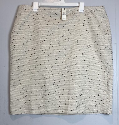 Talbots Pencil Skirt Womens Plus Size 20 Ivory White Black Textured Career NWT