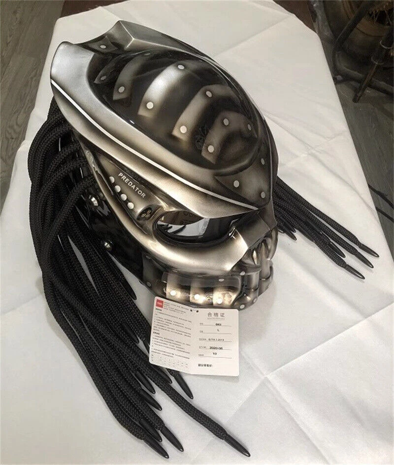 Alien Predator Fangs Wasp Motorcycle Helmet Retro Full Face Helmet Laser Light - Bild 2 von 4