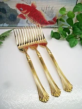 3   HOME CONCEPTS  Gold Electroplate  GOLDEN CANNES  Dinner Forks   Japan   XLNT