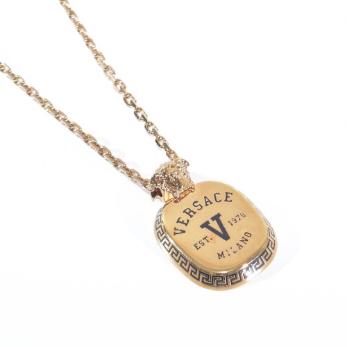 OFFERTA Versace Collana Uomo 1008951 1a00638 EST1978 V Logo Oro/Argento NUOVO - Foto 3 di 11