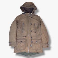 Barbour Waxed Vintage Troop Parka Jacket Coat UK10 Womens Brown Waxed Outdoors