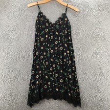 Zara Midi Dress Womens M Black Floral Lace Trim Cami Sleeveless Vneck Casual