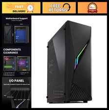 ATX Mid-Tower Gaming PC Case - RGB Lighting, Tempered Glass, 120mm Fan, USB 3.0