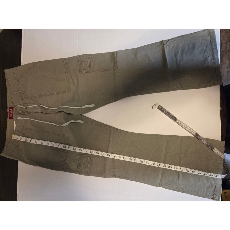 Be Bop Cargo Pants Green Y2K Utility Cotton Ripstop Flare Leg Womens 13 ...