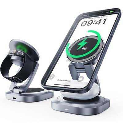 REWONDER Qi2.2 25W Magnetic 3-in-1 Wireless Charger, Foldable Aluminum Charging