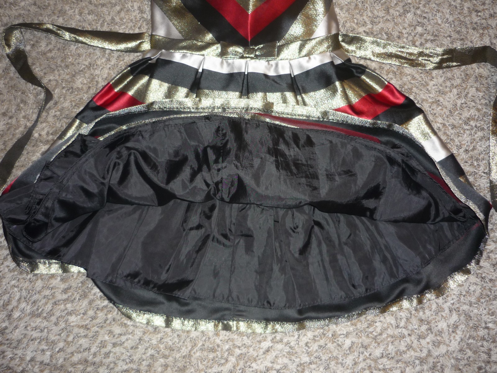 Girls' Bonnie Jean Taffeta Dress Red Gold Black Stripes Christmas Holidays Sz 10