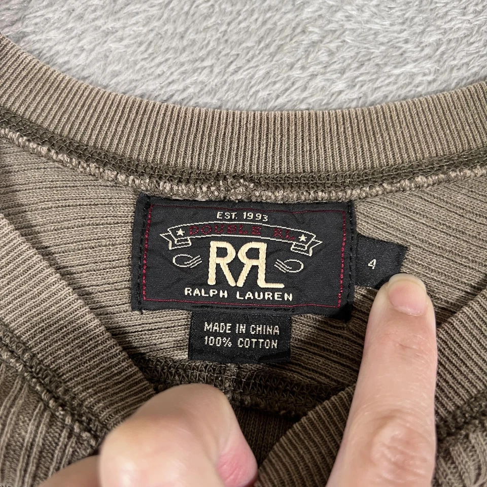 RRL Ralph Lauren Dress Womens 4 Olive Green Ribbed Long Sleeve Casual Cotton - Image 4 of 4