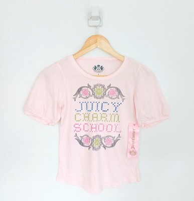 Juicy Couture Y2K T-Shirt Oberteil Mädchen 8 Jahre Rosa Grafikdruck Kurzarm
