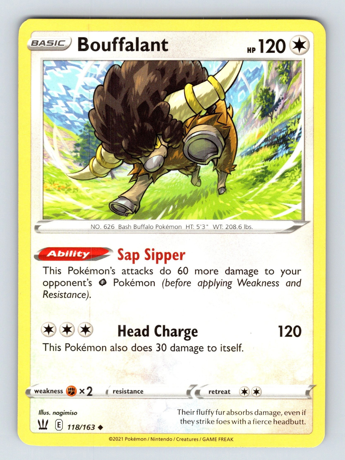 Bouffalant 118/163 Battle Styles Uncommon NM Pokemon TCG