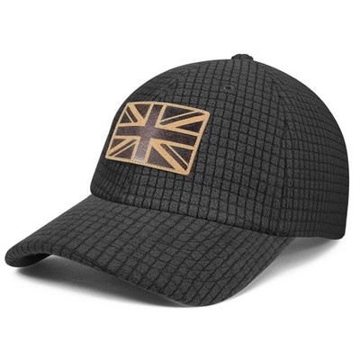 Outdoor formende UK Flagge Stickerei Leder Patch, Gitter Fleece Papa Kappe verstellbar