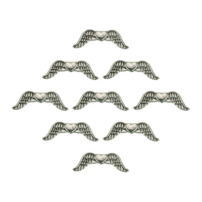 Flügelperlen Herz 20x7mm Silber Engelsflügel Schmuck Spacer Perlenengel Basteln