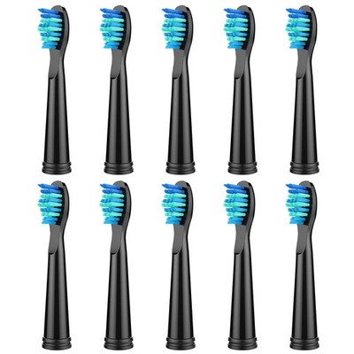 Toothbrush Heads for FairyWill, Electric 10 Count (Pack of 1), 10pc Black 