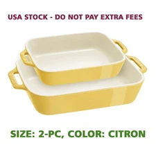 2-pc, Rectangular Baking Dish Set, Citron, Vitreous Glass Porcelain-Enamel
