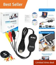 VHS to Digital Converter Kit - USB 2.0 Capture Device for Mac  Windows