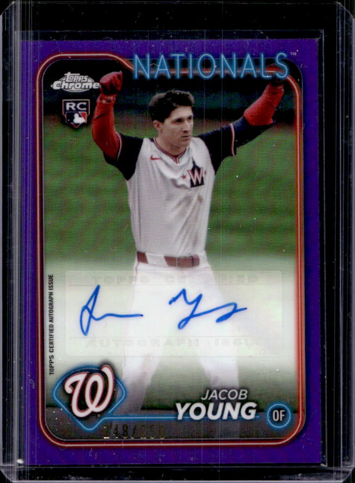 2024 Topps Chrome Update Jacob Young Auto RC Purple Refractor #/250 Nationals