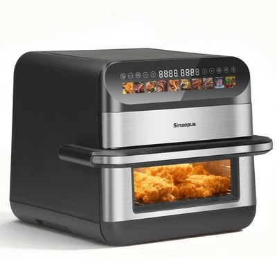 Sinaopus 10L Heißluftfritteuse Doppelkammer Airfryer mit Farbiger Touchscreen