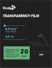 KOALA Transparency Film for Inkjet/Laser Jet Printers - 8.5 x 11 Inch 20 Sheets