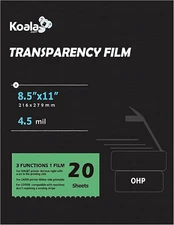 KOALA Transparency Film for Inkjet/Laser Jet Printers - 8.5 x 11 Inch 20 Sheets 