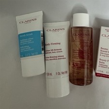 Clarins Travel Size Face/Body Skincare Set Scrub Cream Cleansing Balm