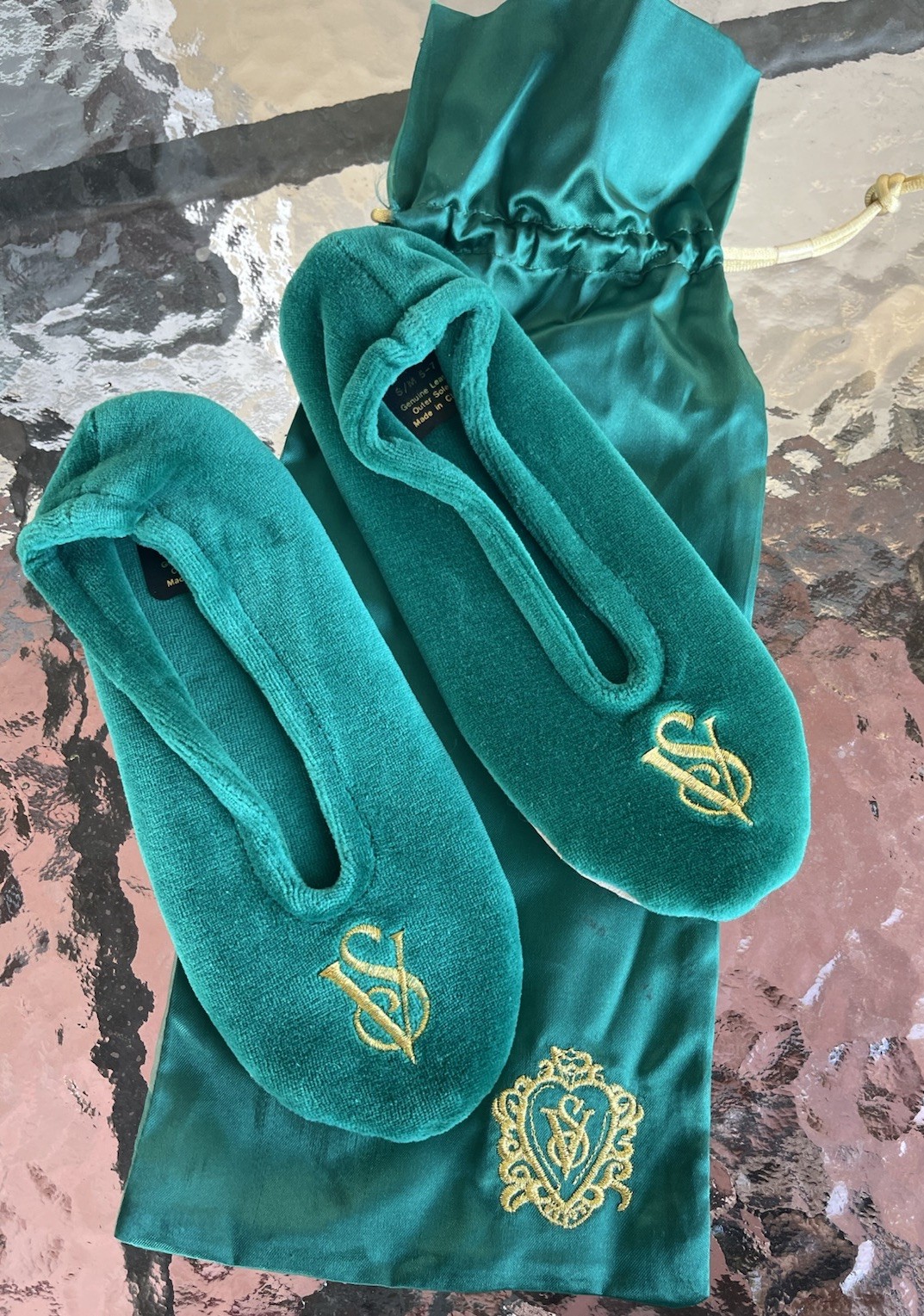 PANTOFOLA D’ORO Pantofole vintage Victoria's Secret balletto boudoir velluto logo oro S M 5 7