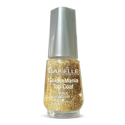Goldenmania Top Coat .47 Oz. - Glitter Gold Flake Nail Polish
