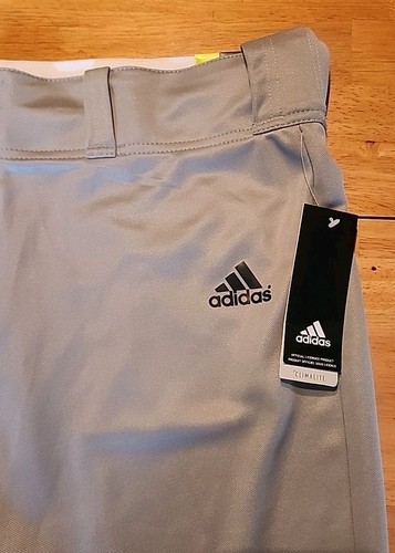 NEW Adidas Baseball Pants Mens XL Solid Grey Relaxed Fit Open Bottom CLIMALITE - Picture 3 of 13
