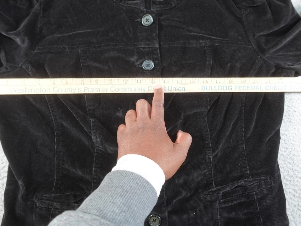 Chaqueta de pana vintage para mujer XL negra vaquera occidental rodeo Blazer abrigo Foto 3 de 4