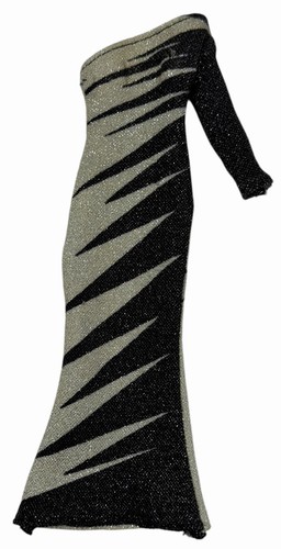 Vintage 1975 MEGO "Electric Feathers" Dress for Cher 12" Doll 1970s Silver Black