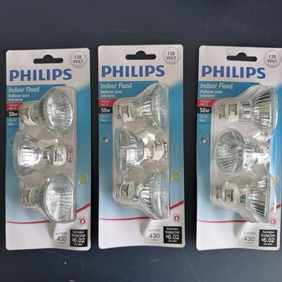 Philips GU10 Base MR16 Indoor Floodlight 50 Watt Light Bulb Lot Of 3 Packs Of 3