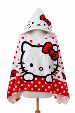 Hello Kitty Hooded Bath Towel Kids Licensed Sanrio Red Polka Dot 27.5x42
