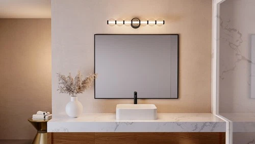 Quoizel PCELW8525 Elway 7 Light 25"W LED Bath Bar - Black - Picture 3 of 12