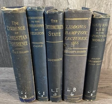 Lot of 5 Pastors Library Theology Books Christian  Vintage 1872-1899 Decorative