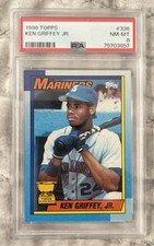 Topps 1990 Ken Griffey Jr #336 Seattle Mariners PSA 8 Rookie bloody scar
