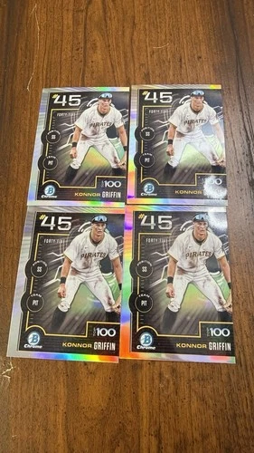 Konnor Griffin 2025 Bowman Chrome Scouts Top 100 Pirates #BTP-45 4 Total Cards!!
