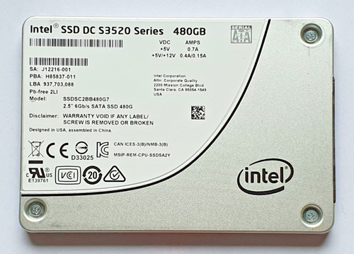 480 GB SATA III Intel DC S3520 SSDSC2BB480G7 3D-NAND MLC SSD 2.5" Festplatte