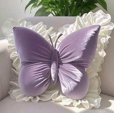 Butterfly Shaped Decorative Throw Pillow   White Flannel Accent CushionAdd...