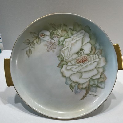 Arzberg 333 Germany Porcelain Floral Handled Plate Printed Backstamp 10 in