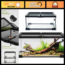 10 Gallon Glass Reptile Terrarium Tank - 20"x12"x10" for Snakes, Lizards, Amphib