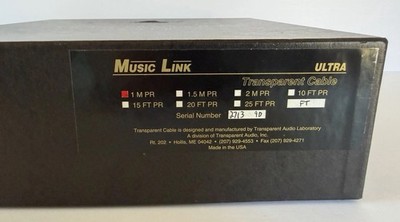 Transparent Audio Music-Link Ultra RCA Interconnect PAIR- 2713 - 1 Meter