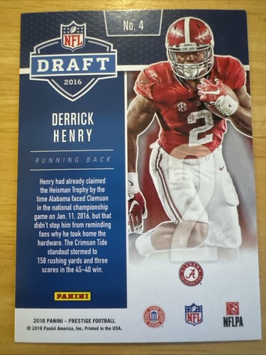 Derrick Henry 2016 Prestige NFL Draft BIG BOARD Rookie Card #4 (6768) - Picture 2 of 2