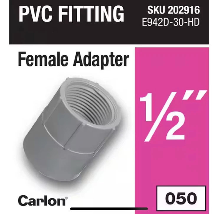 Thomas Betts 202916 Carlon 1/2 pulgada. Adaptador PVC hembra E942D-30-HD (paquete de 30) Foto 3 de 3
