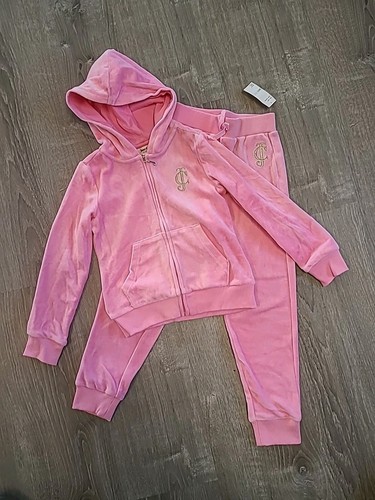 NEW Girls Sz 6 Child Pink Juicy Couture Velore Track Suit Gold JC Y2K Barbiecore - Picture 1 of 12