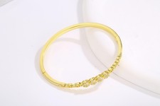 18K Gold Plated Hinged Bangle Bracelet Cubic Zirconia Pavé Women Luxury Gift