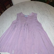 She + Sky Purple Sleeveless V-Neck Eyelet A-Line Short Dress, Size L
